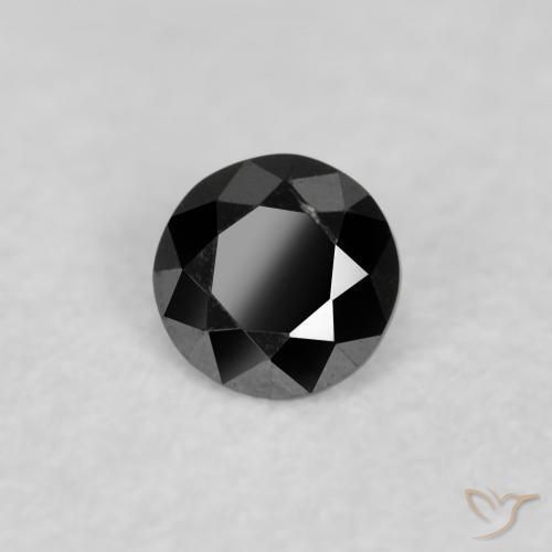 Diamante Negro natural de 0.05 ct, Redondo, Opaco