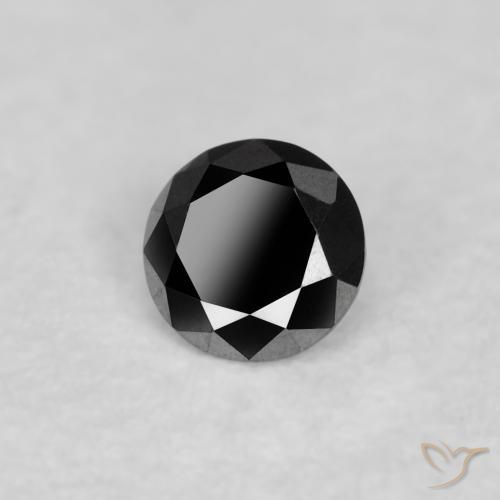 Diamante Negro natural de 0.06 ct, Redondo, Opaco