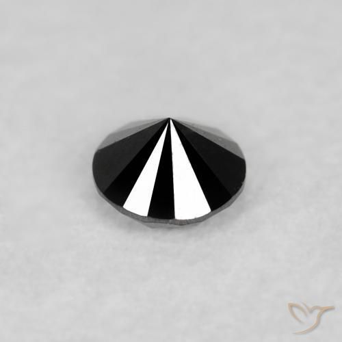 Diamante Negro natural de 0.06 ct, Redondo, Opaco