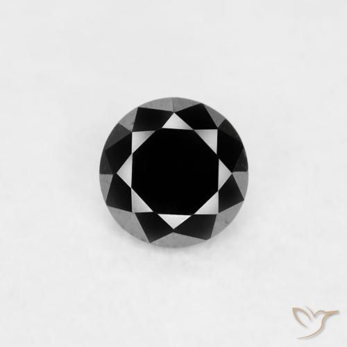 0.03ct Natural Negro Diamante, Redondo, Opaco