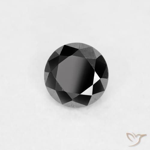 Diamante Negro natural de 0.03 ct, Redondo, Opaco