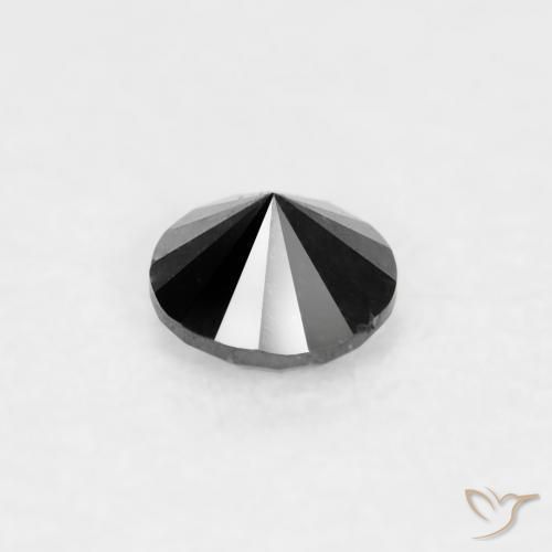 Diamante Negro natural de 0.03 ct, Redondo, Opaco