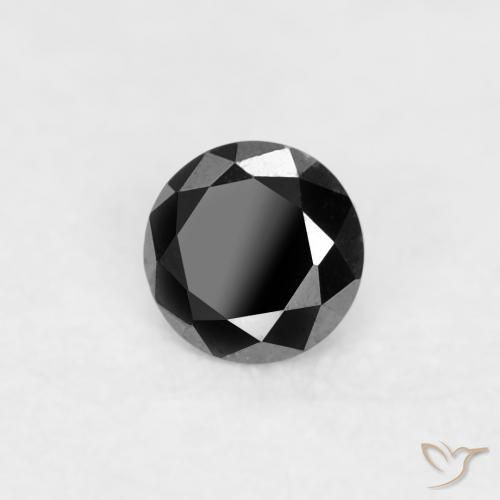Diamante Negro natural de 0.03 ct, Redondo, Opaco