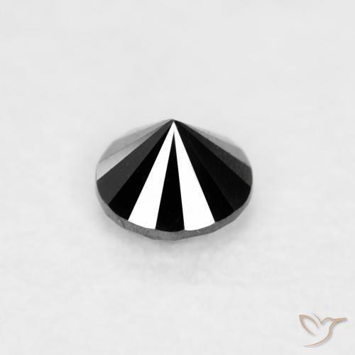 Diamante Negro natural de 0.03 ct, Redondo, Opaco