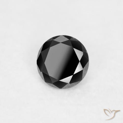 Diamante Negro natural de 0.03 ct, Redondo, Opaco
