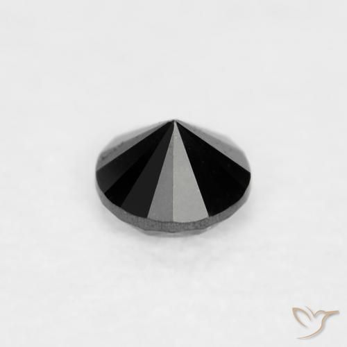 Diamante Negro natural de 0.03 ct, Redondo, Opaco
