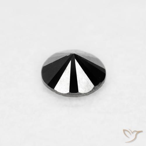 Diamante Negro natural de 0.03 ct, Redondo, Opaco