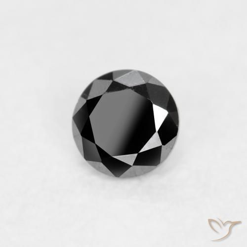 Diamante Negro natural de 0.03 ct, Redondo, Opaco