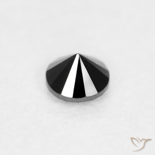 Diamante Negro natural de 0.03 ct, Redondo, Opaco