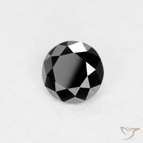 Diamante Negro natural de 0.03 ct, Redondo, Opaco