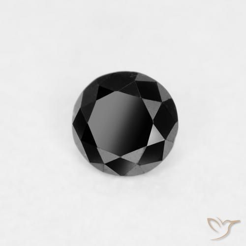 Diamante Negro natural de 0.03 ct, Redondo, Opaco