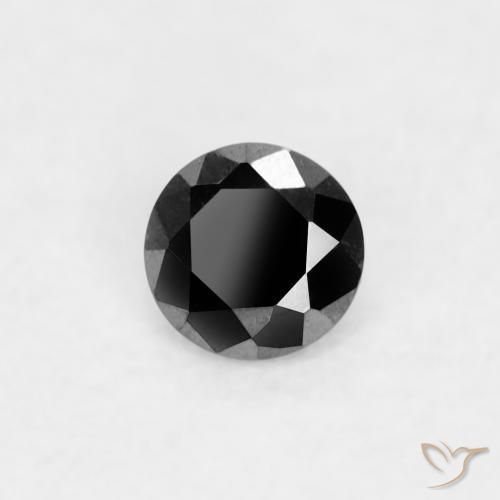 Diamante Negro natural de 0.04 ct, Redondo, Opaco