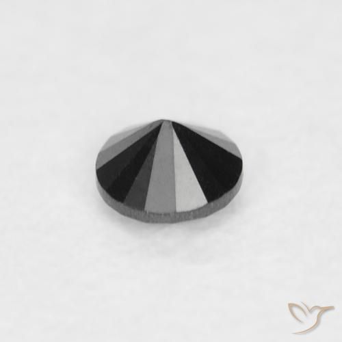 Diamante Negro natural de 0.04 ct, Redondo, Opaco