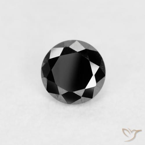 Diamante Negro natural de 0.06 ct, Redondo, Opaco