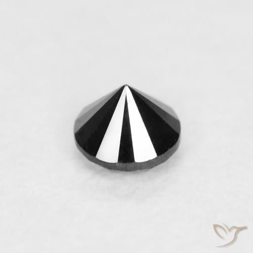 Diamante Negro natural de 0.06 ct, Redondo, Opaco