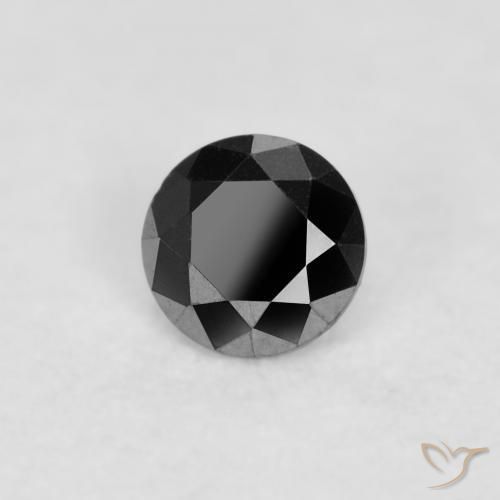 Diamante Negro natural de 0.09 ct, Redondo, Opaco