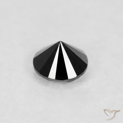 Diamante Negro natural de 0.09 ct, Redondo, Opaco