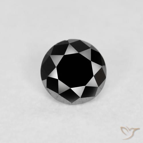 0.09ct Natural Negro Diamante, Redondo, Opaco