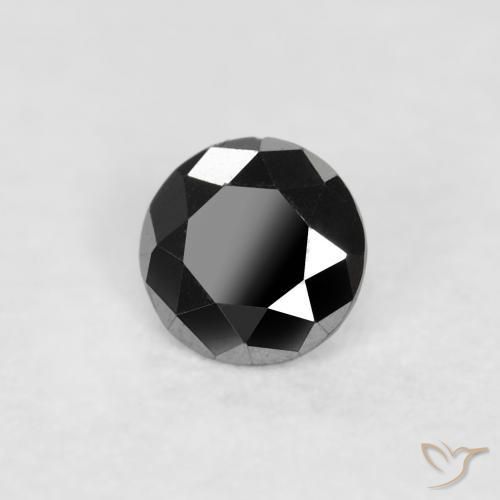 Diamante Negro natural de 0.09 ct, Redondo, Opaco