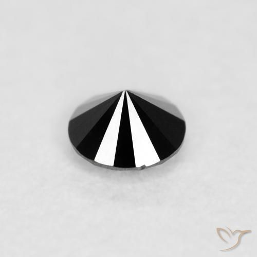 Diamante Negro natural de 0.09 ct, Redondo, Opaco