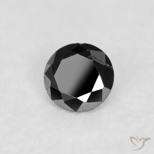 Diamante Negro natural de 0.04 ct, Redondo, Opaco