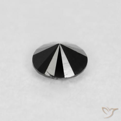 Diamante Negro natural de 0.04 ct, Redondo, Opaco