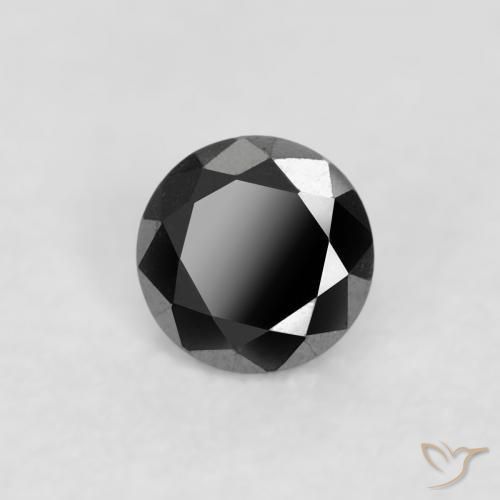 Diamante Negro natural de 0.06 ct, Redondo, Opaco