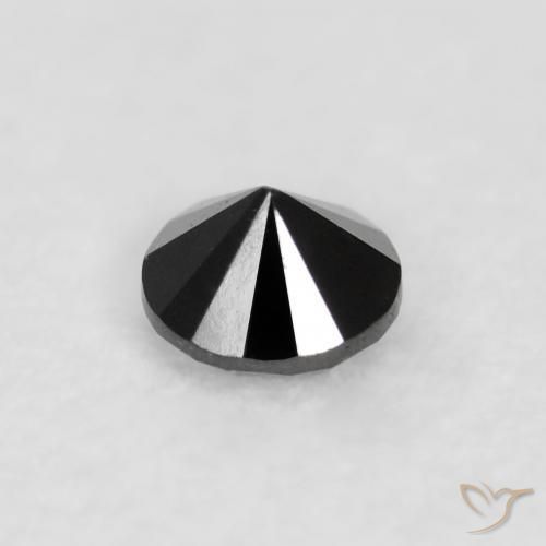Diamante Negro natural de 0.06 ct, Redondo, Opaco