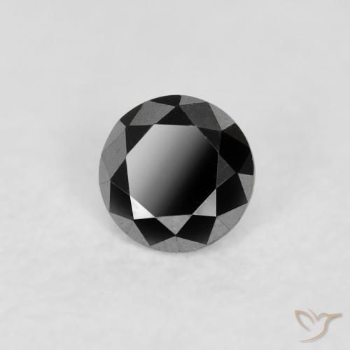 Diamante Negro natural de 0.10 ct, Redondo, Opaco