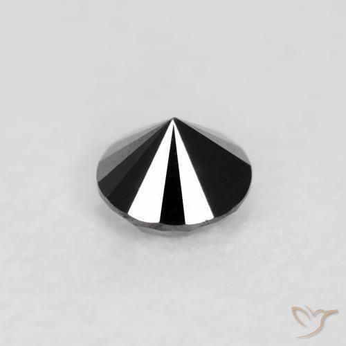 Diamante Negro natural de 0.10 ct, Redondo, Opaco