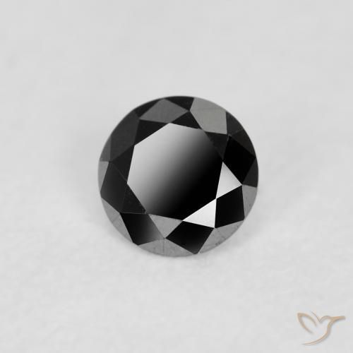 Diamante Negro natural de 0.09 ct, Redondo, Opaco