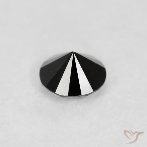 Diamante Negro natural de 0.09 ct, Redondo, Opaco