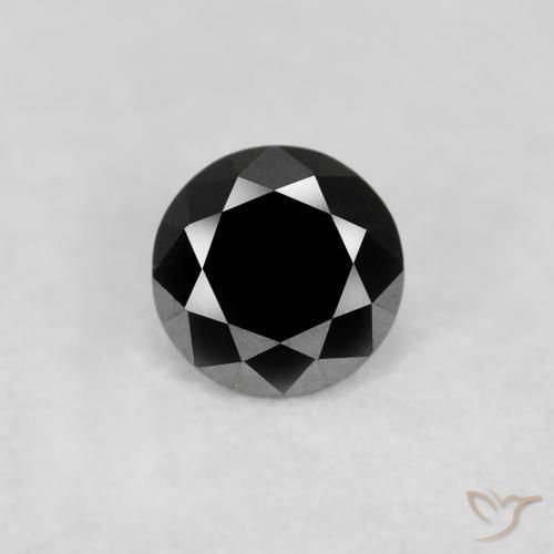 0.10ct Natural Negro Diamante, Redondo, Opaco