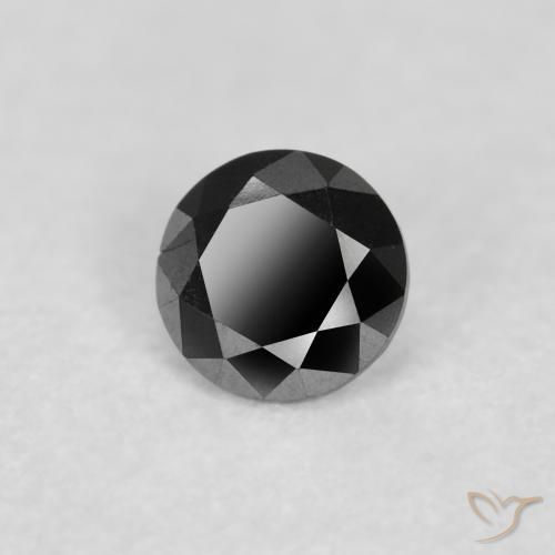 Diamante Negro natural de 0.10 ct, Redondo, Opaco