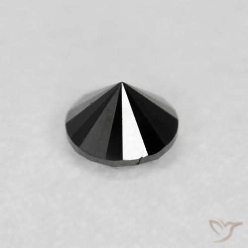 Diamante Negro natural de 0.10 ct, Redondo, Opaco