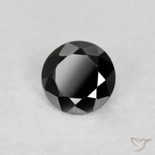 Diamante Negro natural de 0.10 ct, Redondo, Opaco
