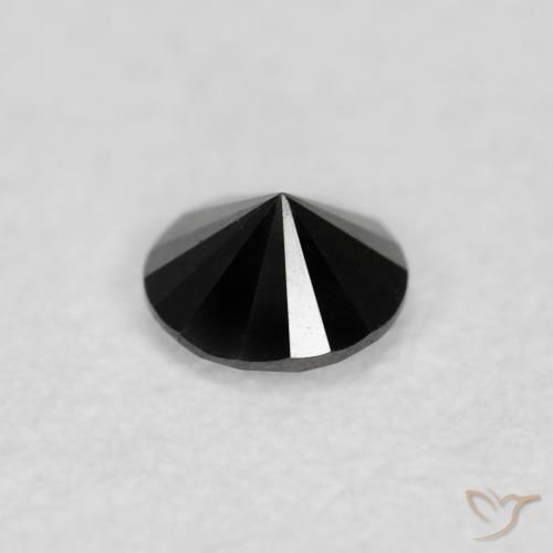Diamante Negro natural de 0.10 ct, Redondo, Opaco