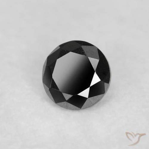Diamante Negro natural de 0.05 ct, Redondo, Opaco