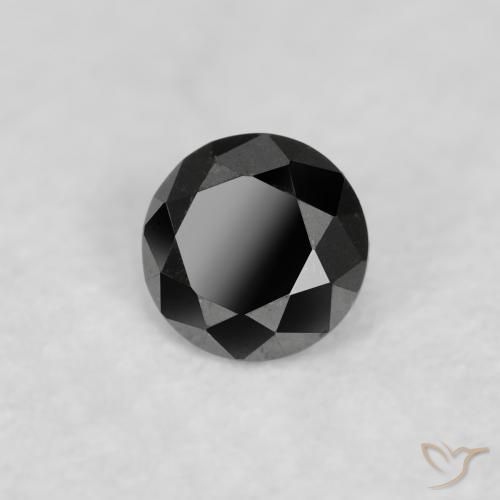 Diamante Negro natural de 0.06 ct, Redondo, Opaco