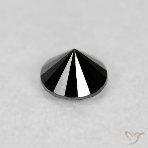 Diamante Negro natural de 0.06 ct, Redondo, Opaco