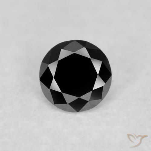 0.07ct Natural Negro Diamante, Redondo, Opaco