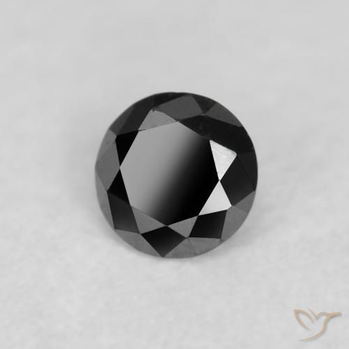 Diamante Negro natural de 0.07 ct, Redondo, Opaco