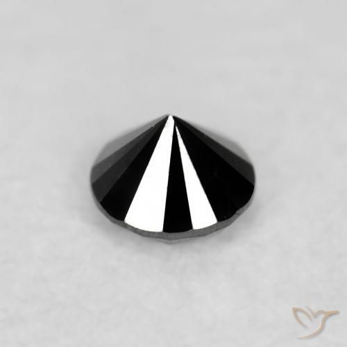 Diamante Negro natural de 0.07 ct, Redondo, Opaco