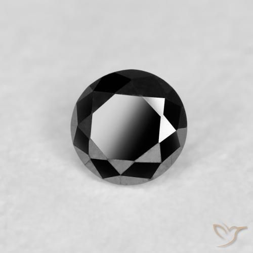 Diamante Negro natural de 0.05 ct, Redondo, Opaco