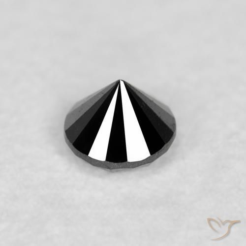 Diamante Negro natural de 0.05 ct, Redondo, Opaco