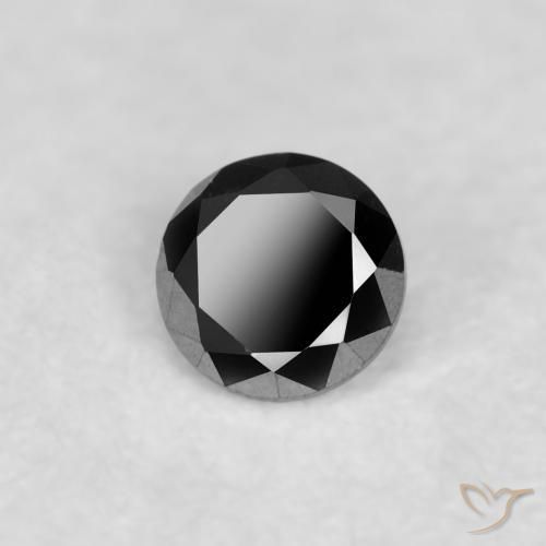 Diamante Negro natural de 0.05 ct, Redondo, Opaco