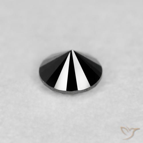 Diamante Negro natural de 0.05 ct, Redondo, Opaco