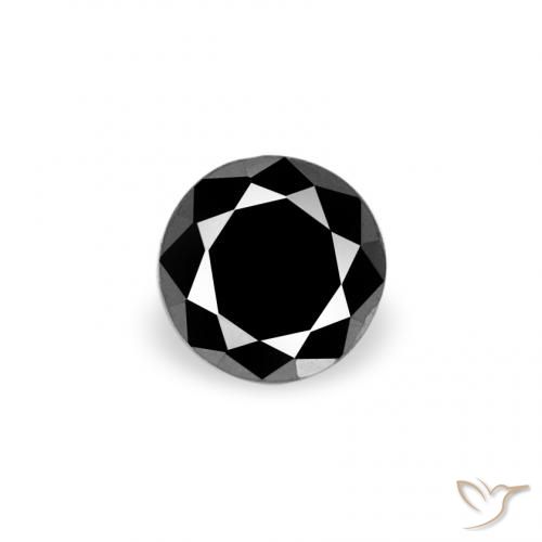 0.10ct Natural Negro Diamante, Redondo, Opaco