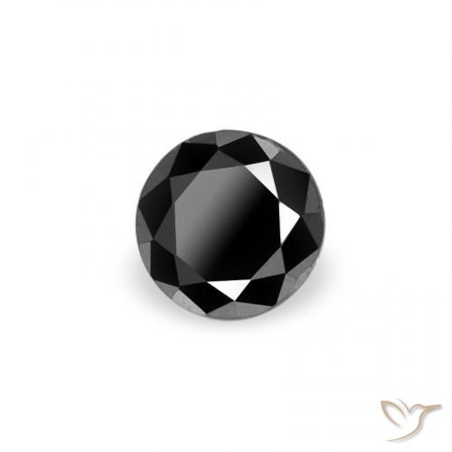Diamante Negro natural de 0.10 ct, Redondo, Opaco