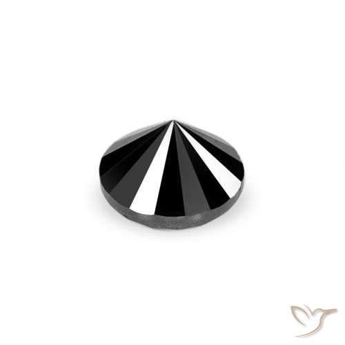 Diamante Negro natural de 0.10 ct, Redondo, Opaco